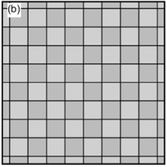 Partición de un espacio bidimensional con elementos de cuarto orden de simetría