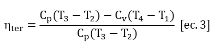 Formula de Rendimiento de una máquina térmica (Calores esp. const.)