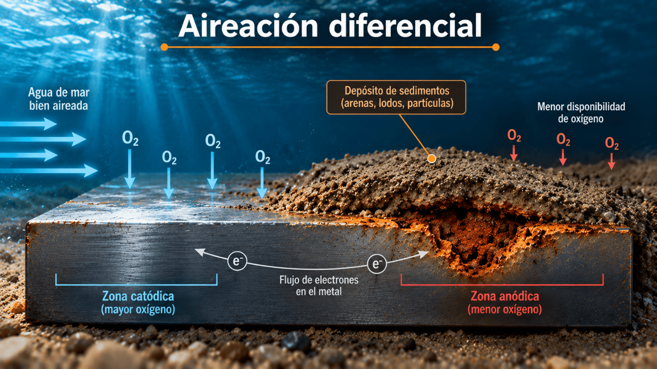 Corrosión en Tomas de Mar en Buques: Causas, Prevención e Inspección 12 Aireación diferencial y corrosión localizada bajo depósitos en una toma de mar