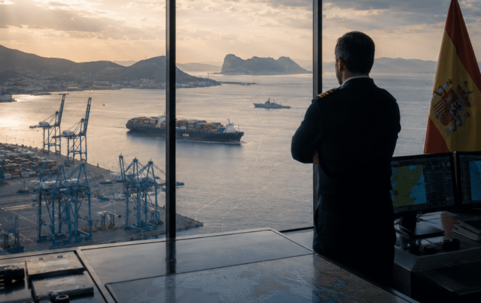 Ingeniero Marino 7 Análisis de la Estrategia Marítima de España 2025-2050 desde un centro de control con vista al puerto de Algeciras