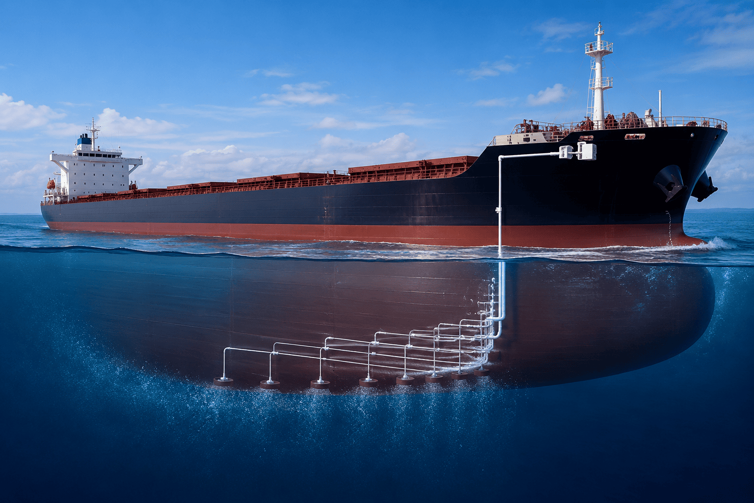 Tecnología de lubricación por aire en el casco de buques para ahorro de combustible y reducción de emisiones